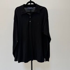 Duck Head Men's Black V-Neck Polo Long Sleeve. Size L